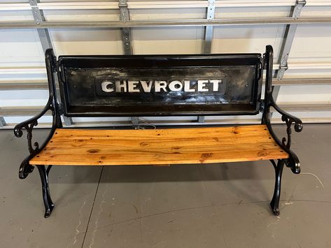 Made this over the weekend, found old junk bench with rotted wood for Free, I had the old tailgate off my truck project, supper easy project Truck Tailgate Ideas, Truck Tailgate Bench, Tailgate Ideas, Tailgate Bench, Truck Tailgate, A Truck, Welding Projects, Truck Bed, Easy Projects