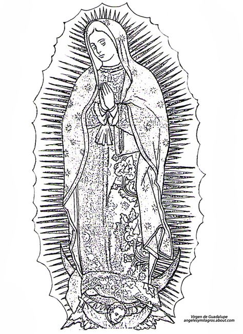 Imágenes de la Virgen de Guadalupe: La Virgen de Guadalupe para colorear Virgen Mary Tattoo, Virgin Mary Tattoo, Mary Tattoo, Tattoo Background, Tattoo Zeichnungen, Jesus Tattoo, Tattoo Stencil Outline, Small Hand Tattoos, Tattoo Design Book