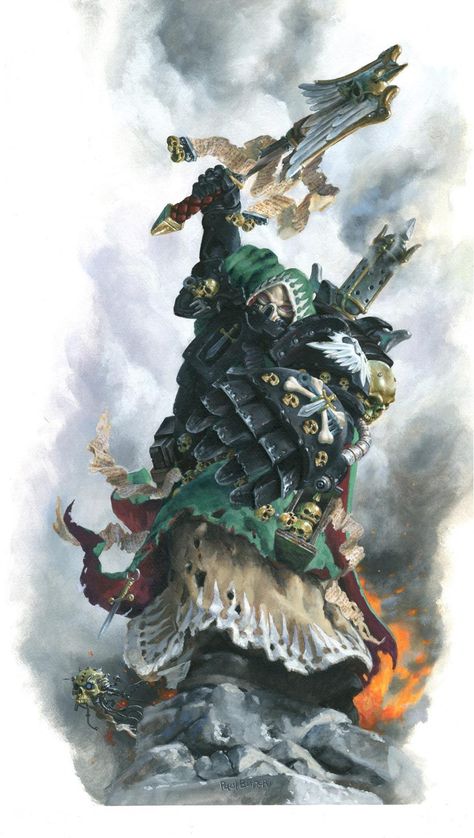 Interrogator Chaplain by Paul Bonner - 40K Gallery Paul Bonner, 40k Artwork, Dark Angels, Gallery Artwork, Warhammer Art, Warhammer 40k Artwork, Space Marines, Artwork Images, Dark Angel