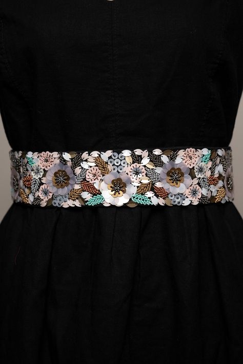 Floral Print Prom Dress, Khatli Work, Embroidery Belt, Floral Belt, Work Belt, Embellished Belt, Embroidered Belt, Fashion Sewing Tutorials, Handmade Belts