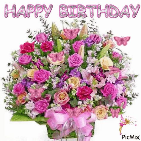 Happy Birthday Flowers GIF - Tenor GIF Keyboard - Bring Personality To Your Conversations | Say more with Tenor Happy Birthday Flowers Images, Happy Birthday Wishes For Her, Birthday Gif Images, Happy Birthday Gif Images, Flowers Roses Bouquet, Happy Birthday Flowers, Happy Birthday Flowers Gif, Happy Birthday Bouquet, Happy Birthday Rose