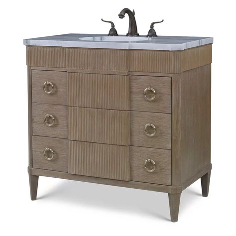 Ambella Home Collection Tambour 38" Single Bathroom Vanity | Perigold Best Bathroom Vanities, Ring Pulls, Cerused Oak, Porcelain Sink, Transitional Bathroom Vanities, Bathroom Vanities For Sale, Accent Doors, Bath Vanity, Brass Ring