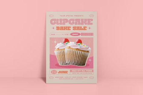 Bakery Sale Flyer, Print Templates ft. cupcake & sale - Envato Elements Bakery Flyer Design, Bakery Flyer, Bake Sale Flyer, Christmas Big Sale, Restaurant Promotions, Food Menu Template, Free Flyer Templates, Marketing Cookies, Promotional Products Marketing