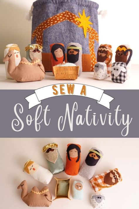 Soft Toy Nativity Scene Sewing Pattern — Pin, Cut, Sew Studio Nativity Sewing Pattern, Fabric Nativity Pattern, Nativity Dolls Sewing Patterns, Nativity Garland Diy, Nativity Patterns Free, Fabric Nativity Set, Felt Nativity Pattern Templates, Nativity Set Diy, Diy Nativity Set