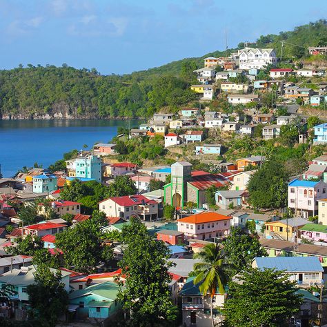 Colourful town of Canaries in St Lucia Castries St Lucia, St Lucia Island, St Lucia Travel, Cruise Tips Royal Caribbean, Caribbean Culture, Mexico Resorts, Saint Lucia, Holiday Places, Caribbean Vacations