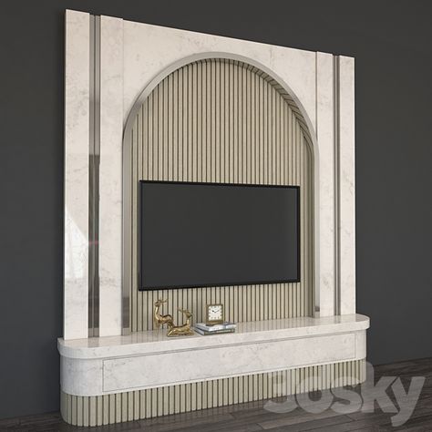 Modern TV Wall set107 - TV Wall - 3D Models - 3DSKY Latest Lcd Panel Designs For Living Room, Tv Unit With Arch Design, Lcd Wall Design Modern Bedroom, Arch Tv Unit Design, Arch Tv Wall Design, Backdrop Tv Luxury, Tv Backdrop Design Tv Walls, Arch Tv Wall, Arch Tv Unit