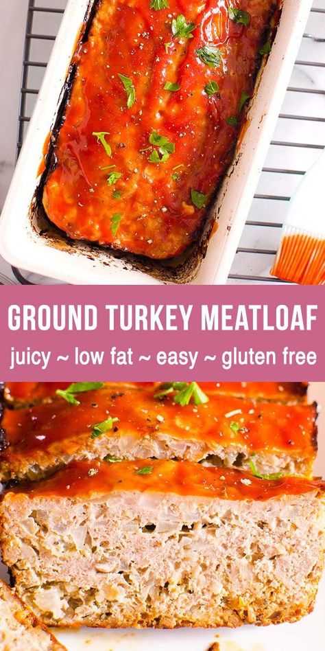 Low Fat Ground Turkey Recipes, Moist Turkey Meatloaf, Turkey Meatloaf Healthy, Ground Turkey Meatloaf, Ground Turkey Soup, Healthy Meatloaf, Healthy Turkey Recipes, Turkey Meatloaf Recipes, Healthy Ground Turkey