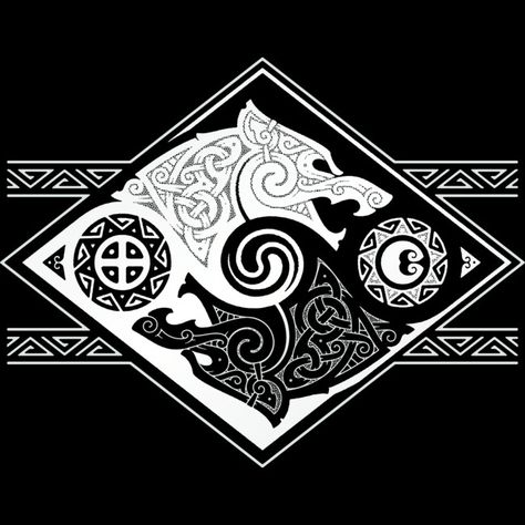 Skoll o Sol, Hati a Lua Skoll And Hati, Rune Tattoo, Norse Symbols, Muster Tattoos, Norse Tattoo, Nordic Tattoo, Mythology Tattoos, Neck Tattoos, Celtic Tattoos