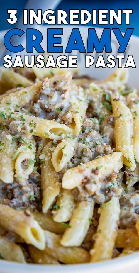 Pasta Sausage Recipes, Pork Sausage Recipes Dinner, Sausage Pasta Recipes Easy, Ground Sausage Recipes, Creamy Sausage Pasta, Pasta Sausage, Easiest Dinner, Pork Sausage Recipes, Sausage Recipes For Dinner