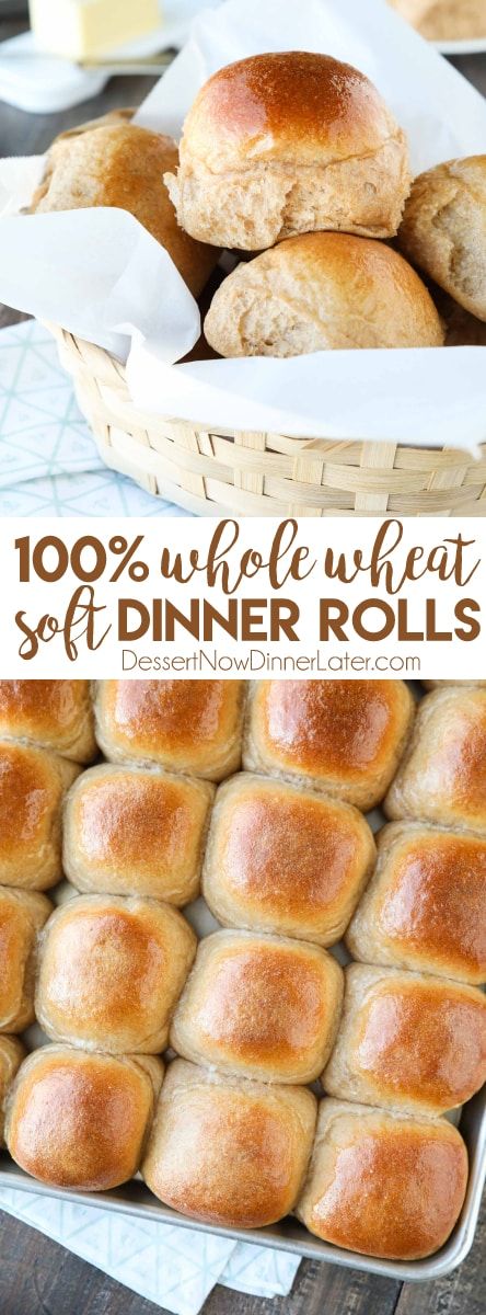 These 100% Whole Wheat Dinner Rolls are so soft, light, fluffy and moist, with a hint of honey. Perfect for the holidays! Whole Wheat Dinner Rolls, Wheat Dinner Rolls, Soft Dinner Rolls, Bread Types, Wheat Flour Recipes, Whole Wheat Rolls, Best Bread Machine, Wheat Bread Recipe, Wheat Recipes