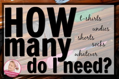 One of the most common decluttering questions I hear is: How many (fill in the blank with whatever item they’re currently stressing over) do I need? It’s a logical question. I’ve asked it many times in my own home. Many, many times. How many hangers should I have? How many t-shirts do I need? How many pairs … How Many Pairs Of Pants Do I Need, How Much Stuff Do You Really Need, How Many Items Of Clothing Do I Need, How Many Shirts Should I Own, How Much Clothes Do I Need, How Many Clothes Do I Need Women, Decluttering Questions, Slob Comes Clean, Dana K White