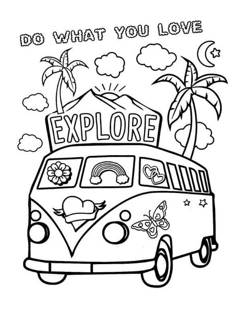 Welcome to the world of preppy coloring pages! For all you creative types out there, these pages will provide a canvas for your creative juices to flow. A canvas that will tantalize your senses and al... Preppy Coloring Pages, Aesthetic Colouring Pages Printable, Pages Aesthetic, Van Color, Summer Coloring Pages, Easy Coloring Pages, Vsco Girl, Coloring Pages Printable, Coloring Book Art