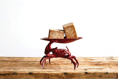 Super Cute Red Cast Iron Crab Dish. Perfect for soap, tampons, snacks, keys, coins, anything! Not food safe. Item Dimensions: 6"L x 4.5"W x 4.75"H. Whale Decor, Starfish Decor, Coral Decor, Metal Figurines, Ceramic Fish, Decorative Sculpture, Deep Sea Fishing, Creative Co Op, Decor Figurines