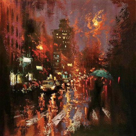 New York Abstract Painting, Lazarus Rising, Rain Painting, Golf Art, Abstract City, Modern Oil Painting, Modern Abstract Wall Art, City Painting, Watercolor Artists