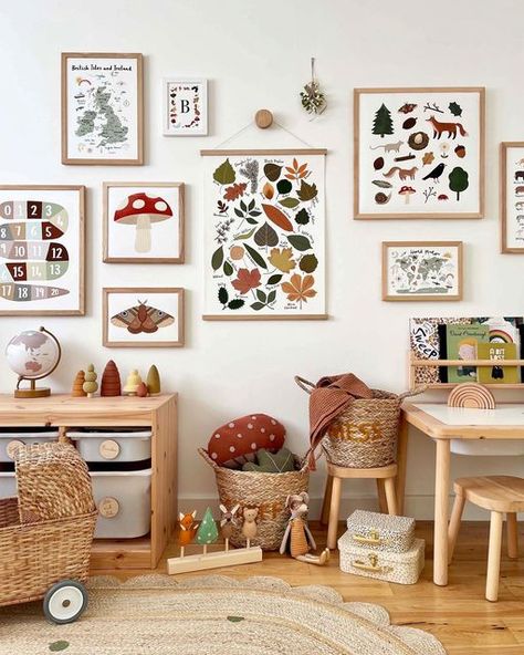 Woodland Toddler Room, Playroom Gallery Wall, Woodland Playroom, Woodland Kids Room, Woodland Bedroom, Montessori Nursery, Montessori Playroom, Interior Design Games, Kids Bedroom Inspiration