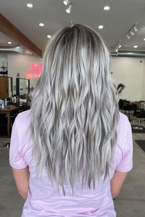 Blonde hair Icey Blonde Highlights On Dark Brown Hair, Ash Blonde Lowlights In Blonde Hair, Ash Gray Blonde Hair, Ash Blonde With Platinum Highlights, Ash Blonde Hair With Dark Lowlights, Ash Blonde Dimensional Hair, Ash Blonde Long Hair, Ash Blonde With Dimension, Ash Hair Color Blonde