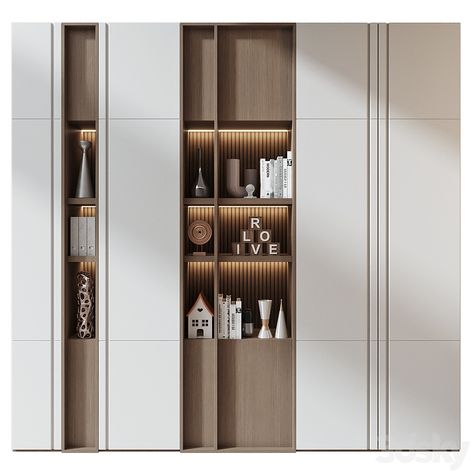 Furniture composition GHS-2612 - Wardrobe & Display cabinets - 3D model Cabinet Partition Room Dividers, Office Furniture Dimensions, Office Wall Cabinets, Wardrobe Display, Black Library, Luxury Kitchen Decor, Display Cabinet Design, Karaoke Room, Commercial Design Exterior