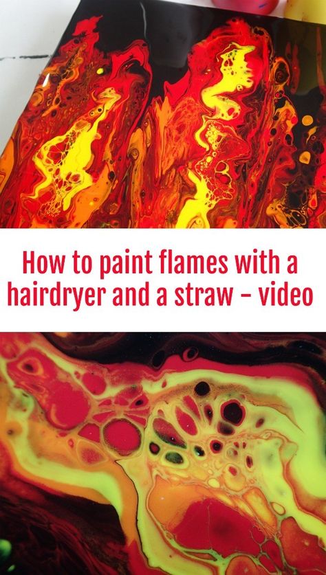 How to use a straw and a hairdryer to paint flames with acrylic paint Economy Student, Paint Flames, Birthday Firefighter, Fancy Painting, Acrylic Techniques, Paint Pours, Playing With Fire, Fire Flames, Fire Painting