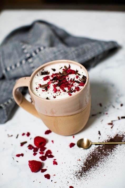 Raspberry Hot Chocolate | LMNT Electrolyte Recipes Electrolyte Recipes, Electrolyte Recipe, Raspberry Hot Chocolate, Sweet Coffee Drinks, Healthy Hydration, Dried Raspberries, Sweet Coffee, Whole Food Diet, Healthy Drinks Recipes