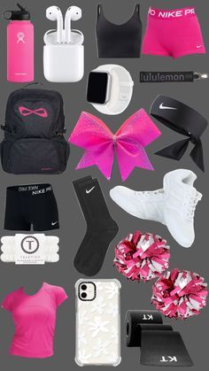 Cheer Binder Cover Ideas, Cute Cheerleader Outfits For Practice, Cheer Fits Practice, What’s In My Cheer Bag, Cheerleading Outfits For Practice, Cheer Bag Essentials, Preppy Cheer, Cheer Fits, Cheerleading Backpacks