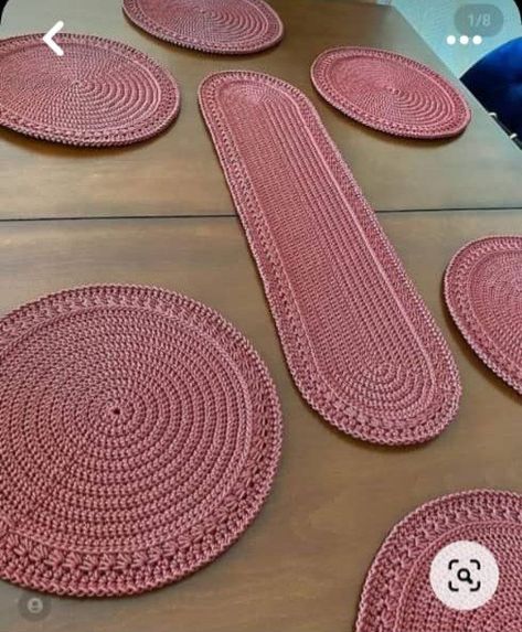 Crochet Placemat Patterns, Crochet Table Mat, Crochet Placemats, Crochet Table Runner Pattern, Crochet Rug Patterns, Easy Crochet Stitches, Crochet Table, Placemats Patterns, Crochet Table Runner