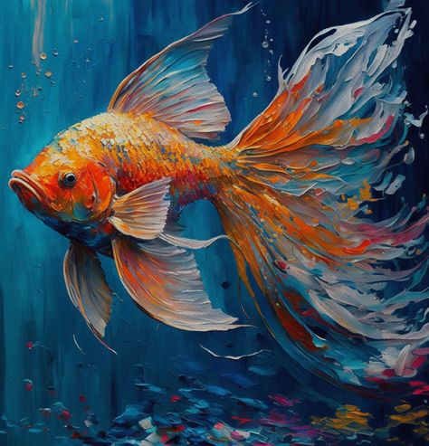 Sea Life Art, Textured Canvas Art, Sidewalk Chalk, Modern Art Paintings, Fish Painting, Flower Art Painting, Fish Art, Ocean Art, Wildlife Art