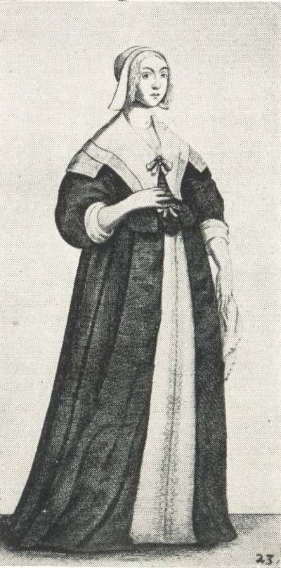 Drawing by Wenceslaus Hollar, circa 1645, illustrating women's fashion history, 17th century, from life subjects.  Digital image © 2003 Jone Johnson Lewis. Licensed to About.com. 17th Century Fashion Women, Puritan Dress, 17th Century Clothing, 17th Century Fashion, The Scarlet Letter, Salem Witch, Century Clothing, Medieval Fashion, Modern History