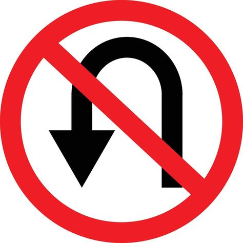 No U Turn Sign, U Turn Sign, Traffic Signs And Symbols, Traffic Symbols, No U, Outline Images, Traffic Sign, School Zone, U Turn