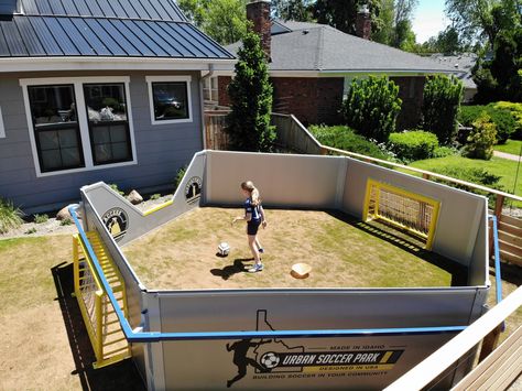 Backyard Soccer Field, Panna Cage Soccer Backyard Ideas, Backyard Soccer Field Ideas, Mini Soccer Field Backyard, Backyard Sports Court, Backyard Soccer Field, Soccer Backyard, Backyard Soccer, Turf Design, Backyard Football