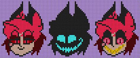 Hazbin Hotel Alpha Pattern, Hazbin Hotel Cross Stitch, Hazbin Hotel Perler Beads, Hazbin Hotel Pixel Art, Fuse Bead Patterns, Pixel Drawing, Pixel Art Grid, Graph Design, Tapestry Crochet Patterns