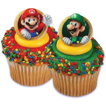 Super Mario Cupcakes, Mario Und Luigi, Mario Bros Birthday Party Ideas, Super Mario Luigi, Super Mario Bros Birthday Party, Super Mario Bros Party, Mario Cake, Mario Bros Birthday, Super Mario And Luigi