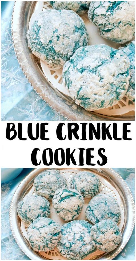 Blue Crinkle Cookies, Cookies Crinkle, Kids Gardening, Cookie Recipes Unique, Baking Christmas, Unique Cookies, Christmas Cookie Exchange, Butter Cookies Recipe, Chocolate Cookie Recipes