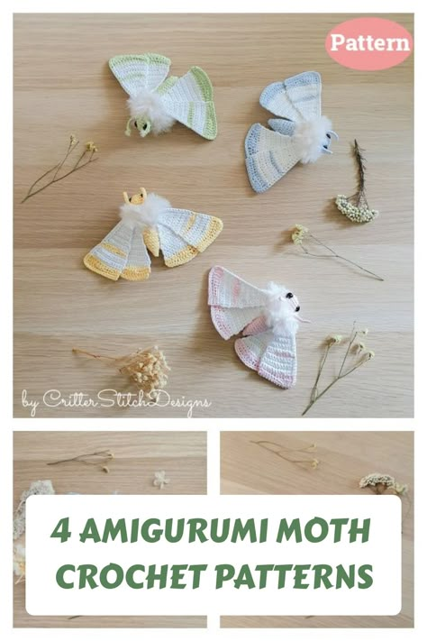 Little Moth Amigurumi Crochet Pattern #Crochet Moth Amigurumi, Moth Crochet Pattern, Moth Crochet, Market Crochet, Amigurumi Inspiration, Crochet Butterfly Pattern, Advanced Crochet, Crochet Butterfly, Crochet Keychain