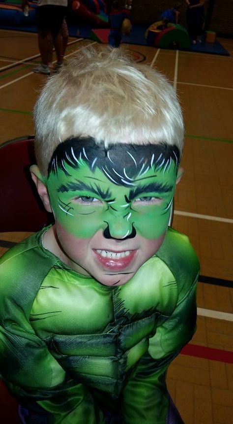 The Hulk Face Paint, Hulk Face Paint Easy, Hulk Makeup, Hulk Face Paint, Spider Man Face Paint, Superhero Face Painting, Super Hero Day, Face Painting For Boys, Girl Face Painting