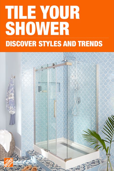 Discover the different tile styles and colors perfect to transform your bathroom into a tropical oasis. Click to shop all on-trend shower tile at The Home Depot. Home Depot Bathroom Tile Ideas, Scandinavian Small Bathroom, Small Bathroom Farmhouse, Bathroom Design Scandinavian, Tile Styles, Makeover Bathroom, Bathroom Farmhouse, Kombi Home, Small Bathroom Makeover