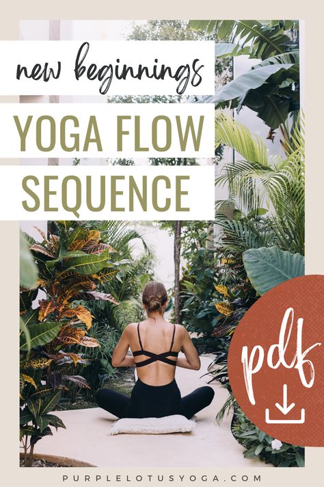 New Years Yoga Theme, Yoga Slow Flow Sequence, Yoga Plan For Beginners, Morning Yoga Flow Sequence, Easy Yoga Flow For Beginners, New Years Yoga Sequence, Yoga Sequencing Template, New Moon Yoga Sequence, New Year Yoga Sequence