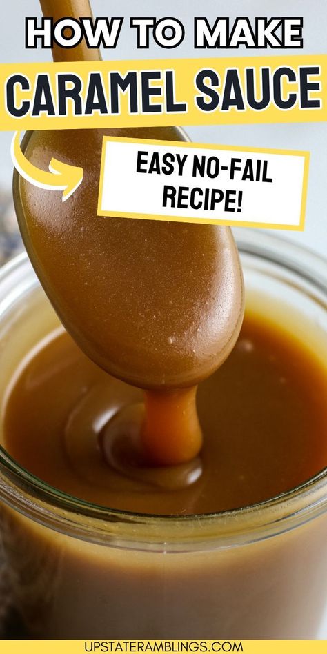 how to make caramel sauce Homemade Salted Caramel Syrup, No Fail Caramel Sauce, Quick And Easy Caramel Sauce, Homemade Caramel Syrup For Coffee, How To Make Caramel Sauce, Easy Carmel Sauce, Caramel Sauce From Condensed Milk, Caramel Sauce For Coffee, Caramel Sauce With Milk