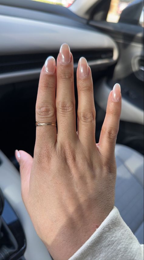 Tan Chrome Nails Almond, Simple Prom Nails Classy, Neutral Crome Nails, Tan Crome Nails, Elope Courthouse, Crome Nails Almond, Tan Chrome Nails, Natural Chrome Nails, Chrome Dip Nails