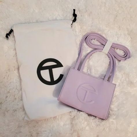 Telfar Small Shopping tote in Lavender 100% Authentic Lavender Telfar Bag, Telfar Bag, Please Forgive Me, Tote Outfit, Canvas Leather Bag, Purple Bag, Vegan Leather Tote, Monogram Bag, Summer Color