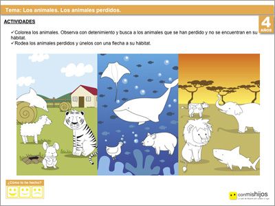 Hábitats de los animales. Fichas escolares Preschool Jungle, Toddler Sensory, Animal Activities, Toddler Art, Preschool Learning Activities, Teaching Spanish, Ocean Themes, Animal Crafts, Preschool Learning