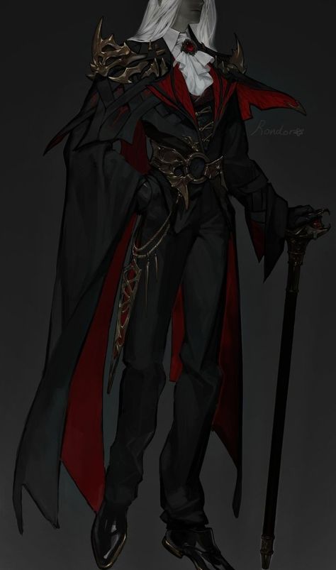 King Clothing Drawing, Evil Outfits Aesthetic Male, Red Vampire Outfit Men, Dark Fantasy Aesthetic Male Outfits, Goth Pirate Outfit Men, Evil King Outfit, Male Fantasy Clothing Design Red, Victorian King Clothing, Headmaster Character Design