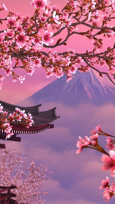 Cherry Blossoms iPhone Wallpaper Gunung Fuji, Cherry Blossom Wallpaper, Monte Fuji, Cherry Blossom Trees, Mont Fuji, Japanese Sakura, Sakura Tree, Indoor Toys, Hur Man Målar