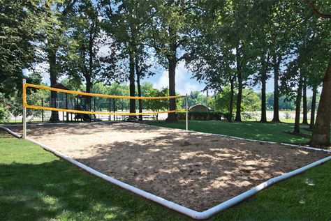 Backyard Beach Volleyball Court, Home Volleyball Court, Volleyball Court Backyard, Sand Volleyball, Beach Volleyball Court, Pool Guest House, Come Out And Play, Sand Volleyball Court, Volleyball Court