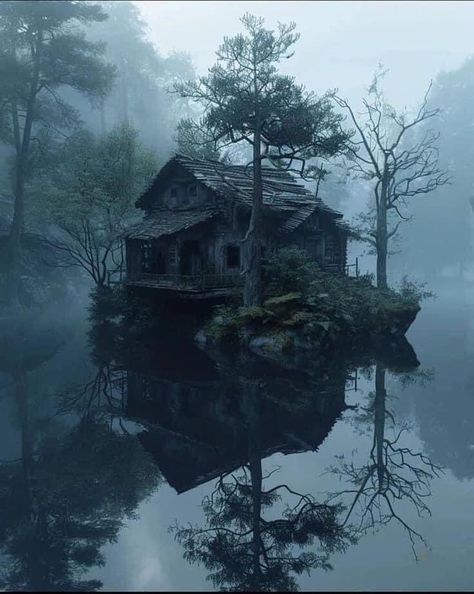 Haunted Places Aesthetic, Eerie Photography, Gothic Setting, Witches Cottage, Eerie Places, Dark Forest Aesthetic, Creepy Houses, Old Abandoned Houses, Landscape Concept