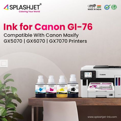 Ink for Canon GI-76 - Splashjet Inkjet Ink Pvt. Ltd. User Experience, Canon, The Original, Printer, Vibrant Colors