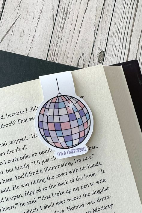 A magnetic bookmark that reads, "I'm a mirrorball". Folklore Bookmark, Modern Art Canvas Painting, The Colony, Magnetic Bookmarks, Art Canvas, Modern Art, Magnets, Canvas Painting, Cricut