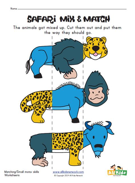 safari animal mix and match worksheet Match Worksheet, African Safari Theme, Animal Mix, Safari Activities, Animal Activities For Kids, Animal Lessons, Animal Worksheets, Science Lesson, Sweet Paper