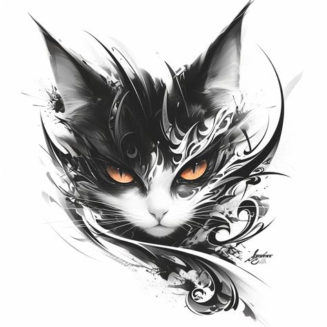 Tattoo Gato, Ink Link, Black Cat Tattoos, Cartoon Character Tattoos, Cat Tattoo Designs, Red Ink Tattoos, Japanese Tattoo Designs, Classy Tattoos, Discreet Tattoos