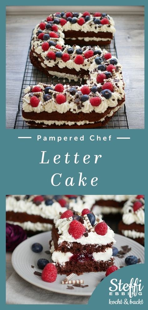 Rezept Letter Cake Schwarzwälder Art für die Carbon-Kuchenform von Pampered Chef® | mit Buchstaben und Zahlen | mit und ohne Thermomix #pamperedchef #lettercake #kuchen #torte S Letter Cake, Number Cake Rezept, Creative Pies, Cake Lettering, Letter Cake, Muffin Cake, Number Cake, Number Cakes, Food Garnishes