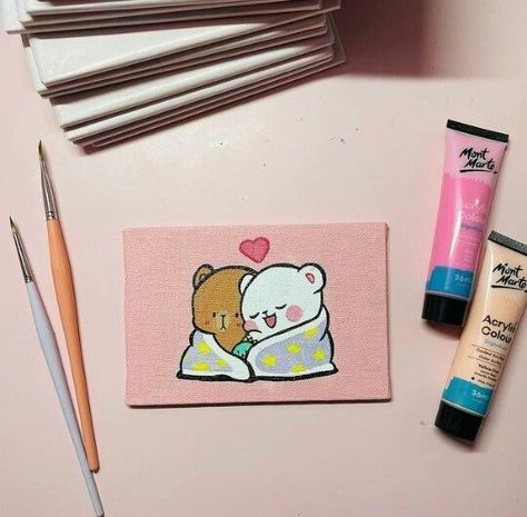 Cute Small Paintings For Boyfriend, Cute Canvas Art For Boyfriend, Mini Canvas For Boyfriend, Milk And Mocha Painting, Cute Paintings For Bf, Easy Paintings For Boyfriend, Canvas Painting For Bf, Easy Canvas Painting For Boyfriend, Canvas Painting For Boyfriend